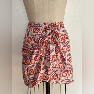 Isabel Marant Red, Purple & White Paisley Printed Silk Skirt 34 Suzyli Leaf
